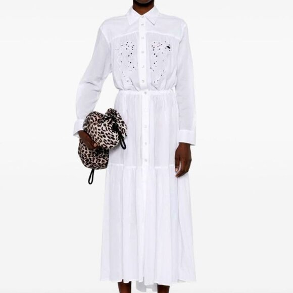 NWT Pinko Dolce Vita Maxi Shirt Dress in white - Picture 8 of 16